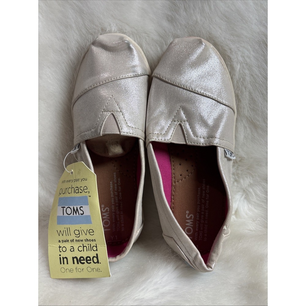 NWT Toms Classic Fancy Silver Iridescent Glitter Venice Collection Dance SIZE Y1